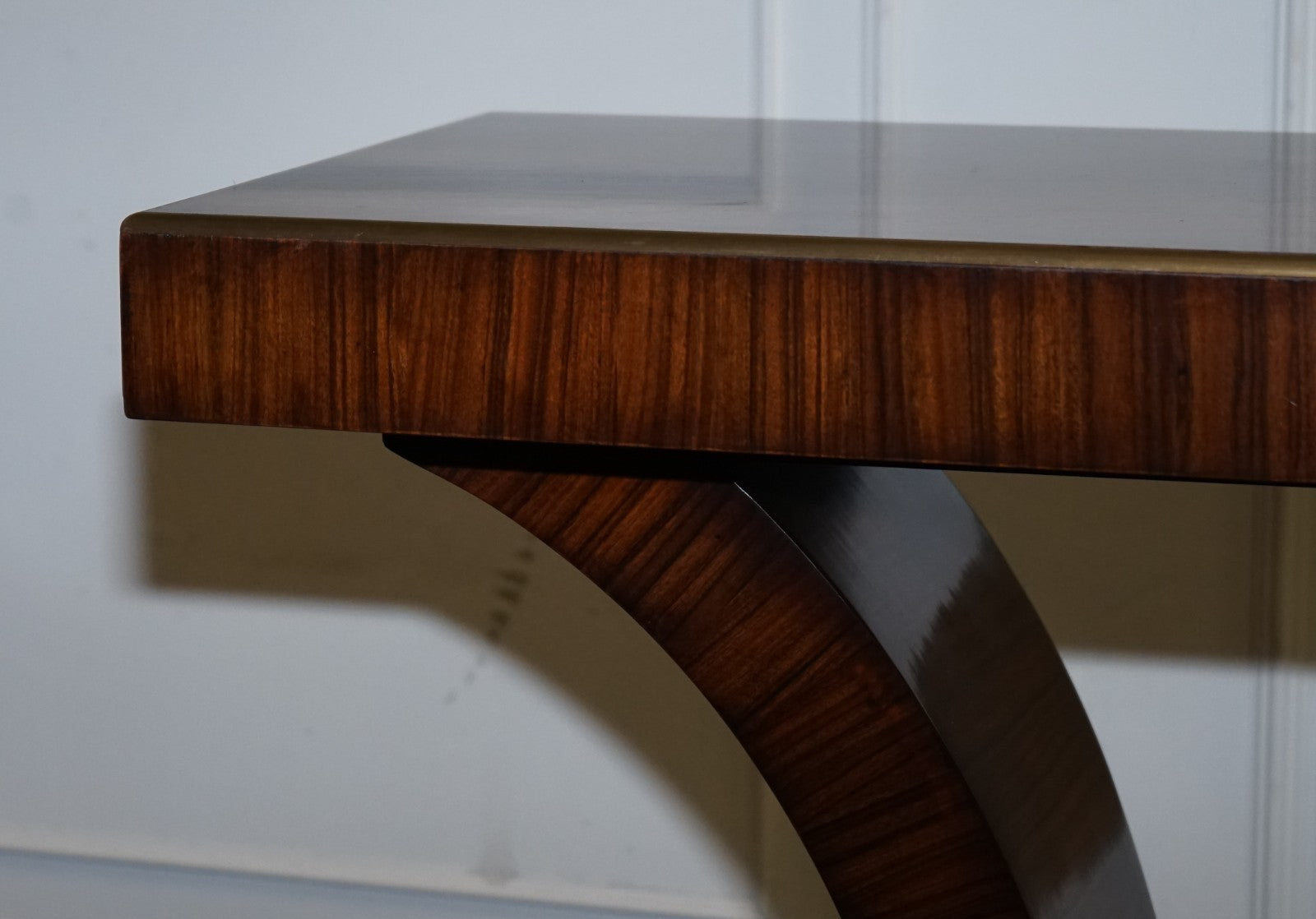 ART DECO EXOTIC MORADO & BRASS VANCUCCI SUNBURST CONSOLE BY THEODORE ALEXANDER