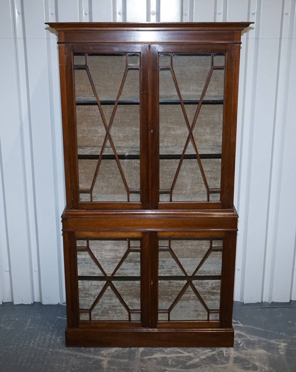 ENGLISH 19TH CENTRY GLAZED DISPLAY CURIO CABINET WITH FIXED SHELVES