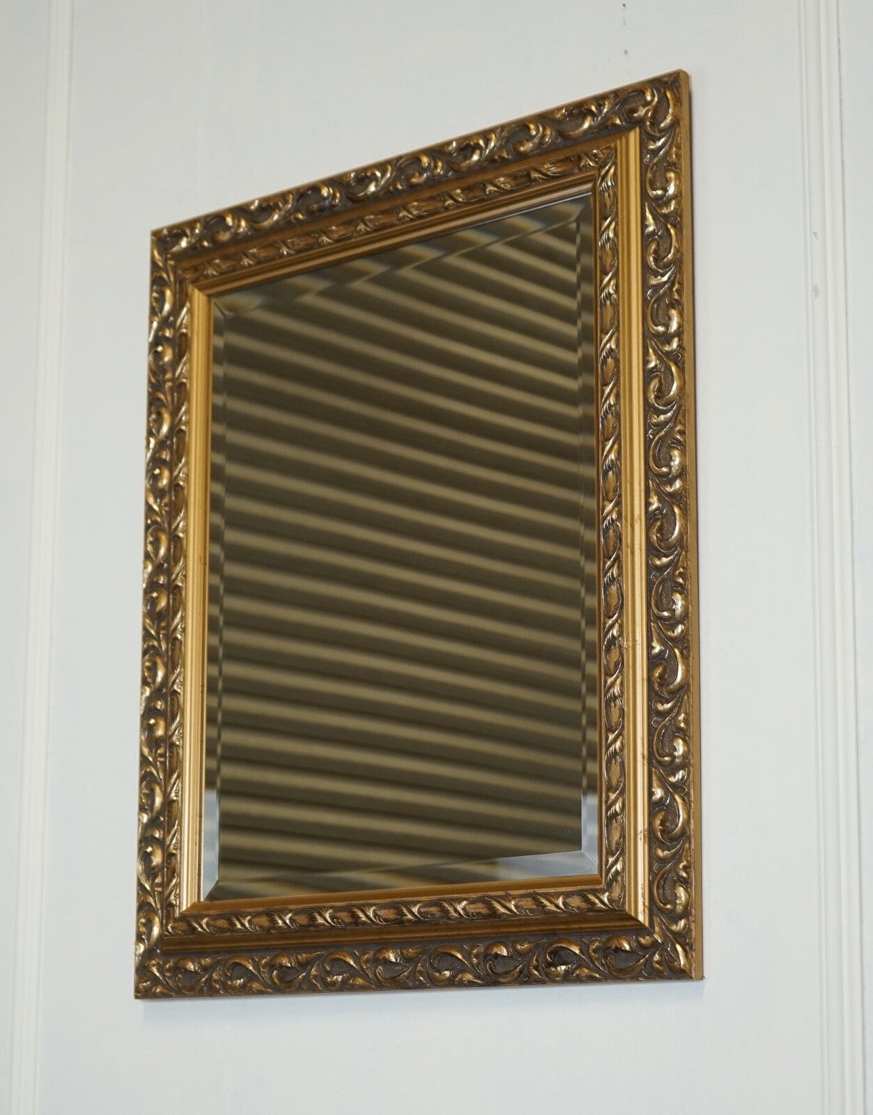 VINTAGE PETITE GOLD ORNATE BEVELLED MIRROR