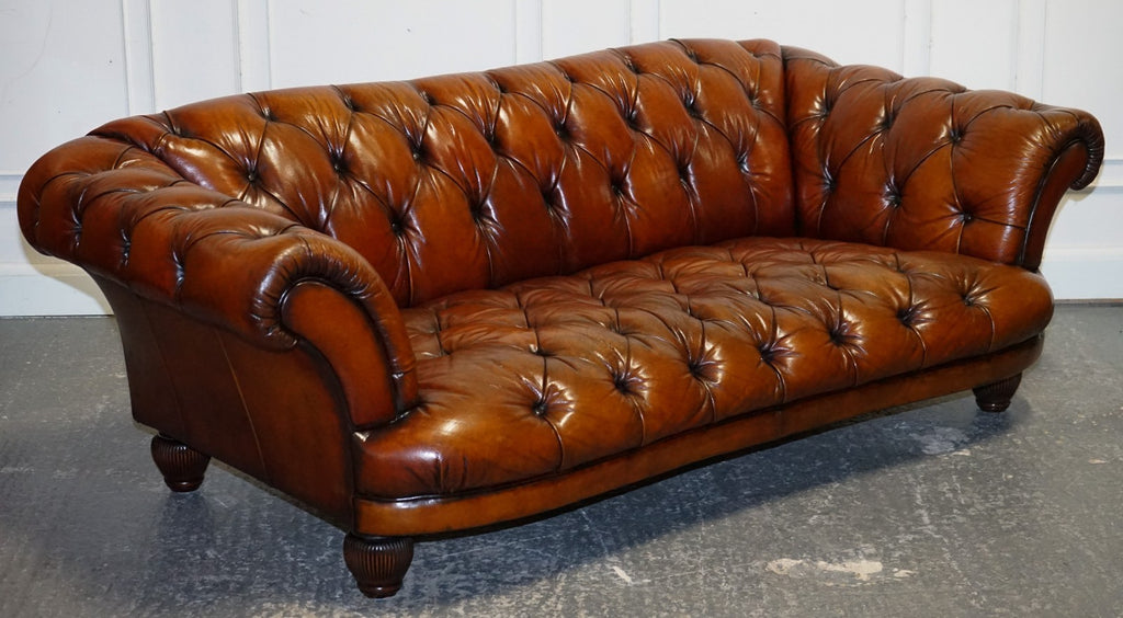 RESTORED HAND DYED LEATHER THREE SEATER CHESTERFIELD TETRAD OSKAR SOFA