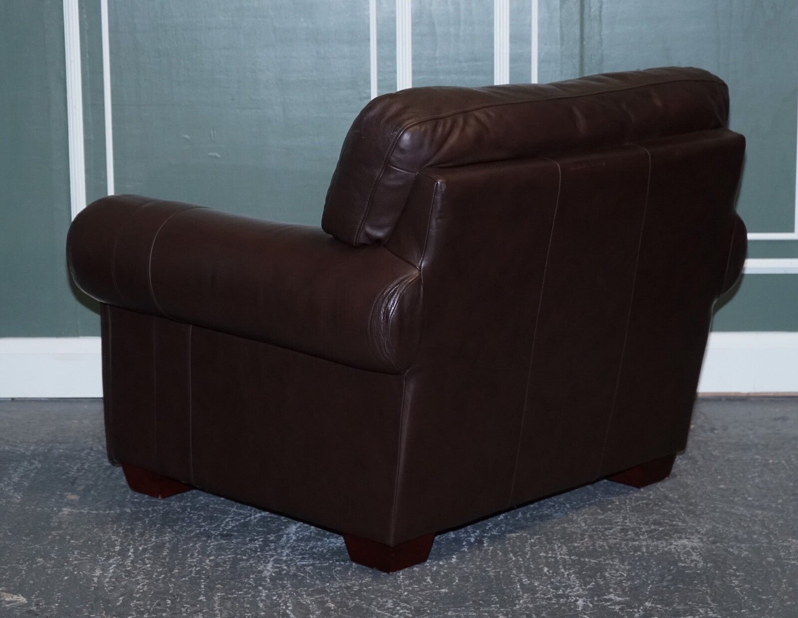 PAIR OF LARGE COMFORTABLE BROWN LEATHER ARMCHAIRS, MATCHING SOFA AVAILABLE