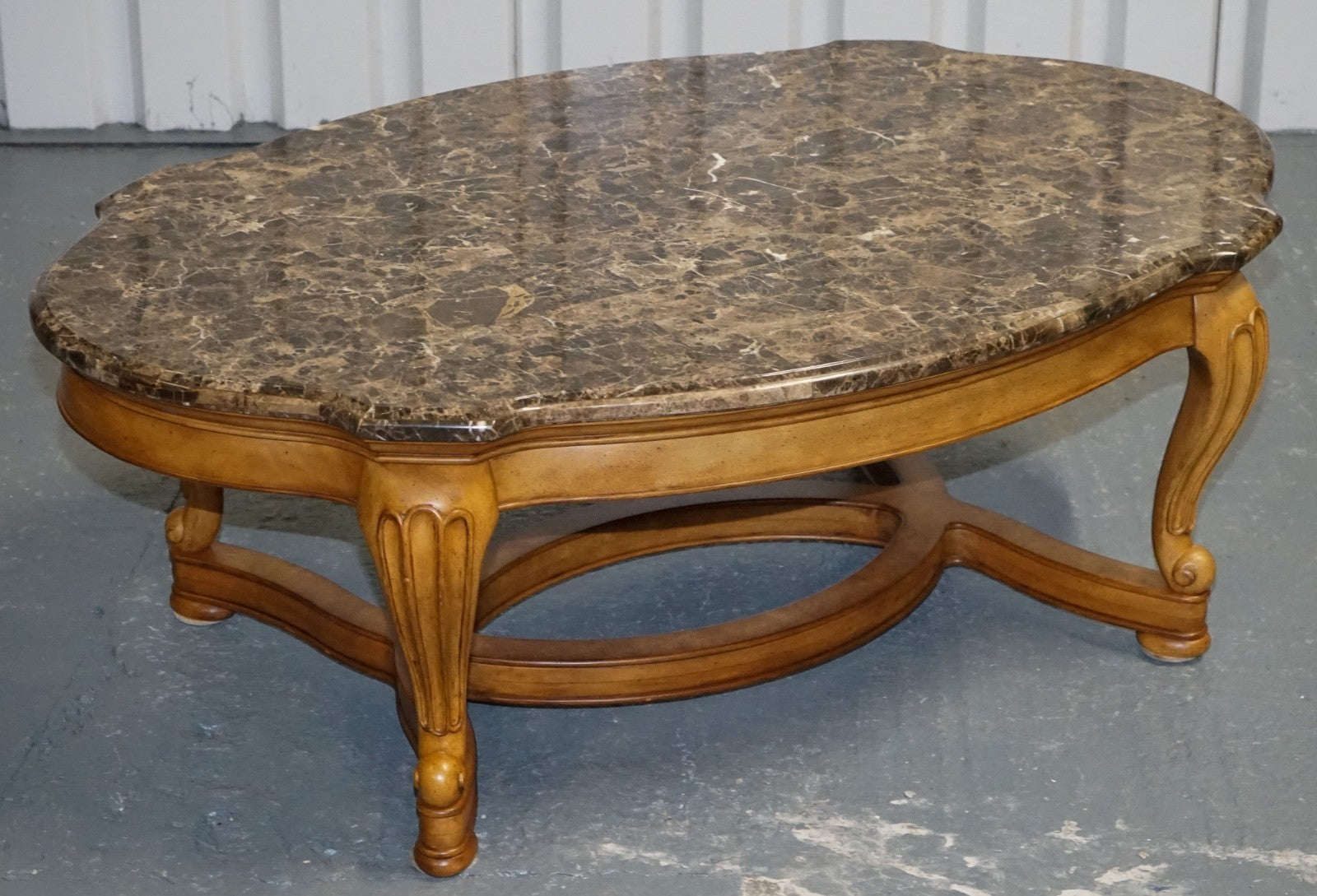 VINTAGE FRENCH STYLE COFFEE TABLE WITH FAUX MABRLE TOP