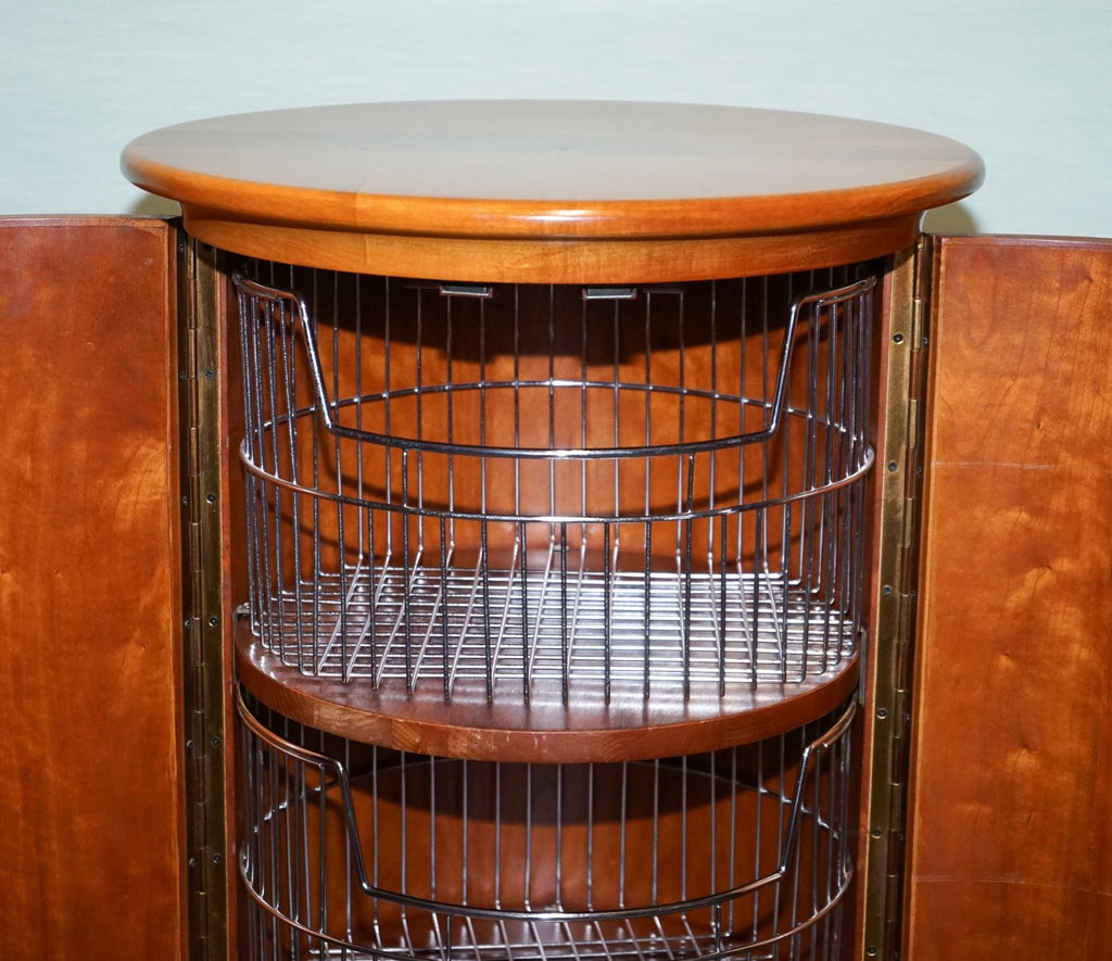 VINTAGE WALNUT WOOD WILLIS & GAMBIER PANTRY STORAGE CYLINDER CABINET