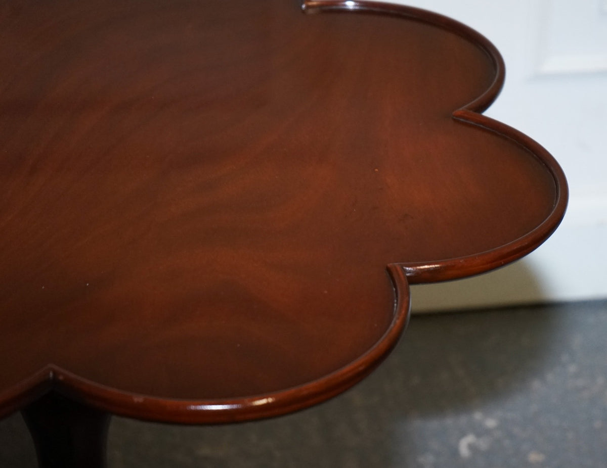 ANTIQUE STYLE TILT TOP WINE SIDE TABLE WITH PIECRUST TOP RAISED ON TRIPOD BASE