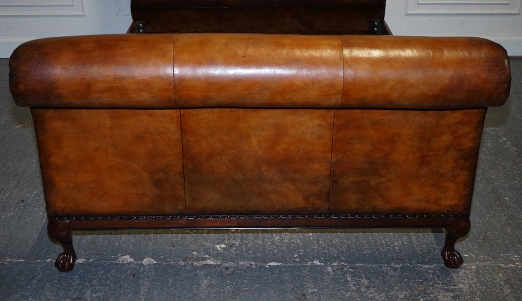 KINGSIZE HAND DYED LEATHER BONAPARTE CARVED BED AND SO TO BED RRP £14,000