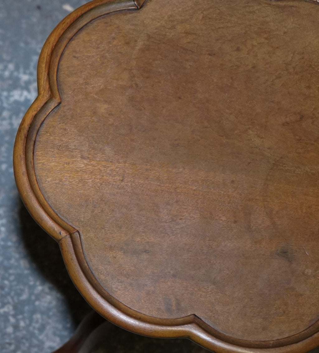 ANTIQUE WALNUT PIE CRUST WINE LAMP END SIDE OCCASIONAL TABLE WITH LOTS OF PATINA