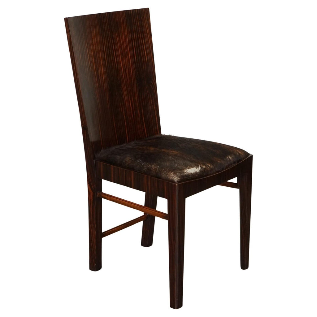 ART DECO STYLE THEODORE ALEXANDER OFFICE SIDE CHAIR WITH PONY HIDE SEAT