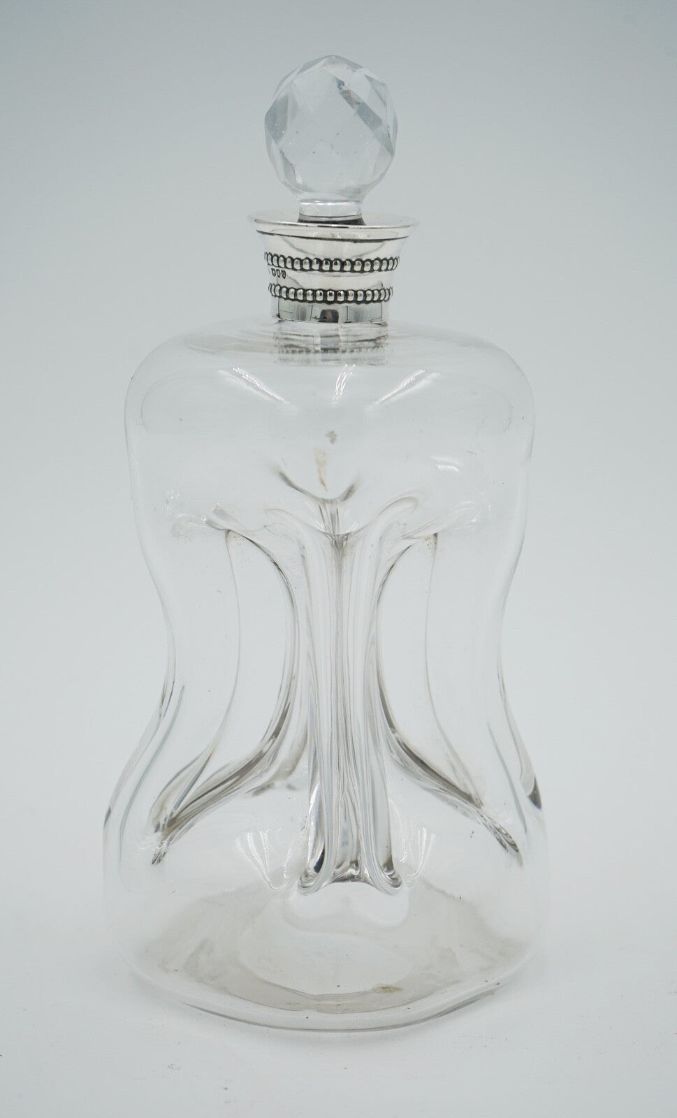 ANTIQUE 1891 WILLIAM HUTTON & SONS LONDON STERLING SILVER COLLAR PINCH DECANTER