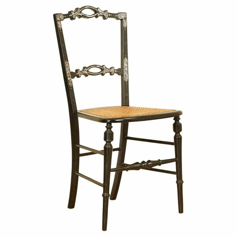 ANTIQUE CIRCA 1815 MOTHER OF PEARL INLAID EBONISED REGENCY OCCASIONAL CHAIR