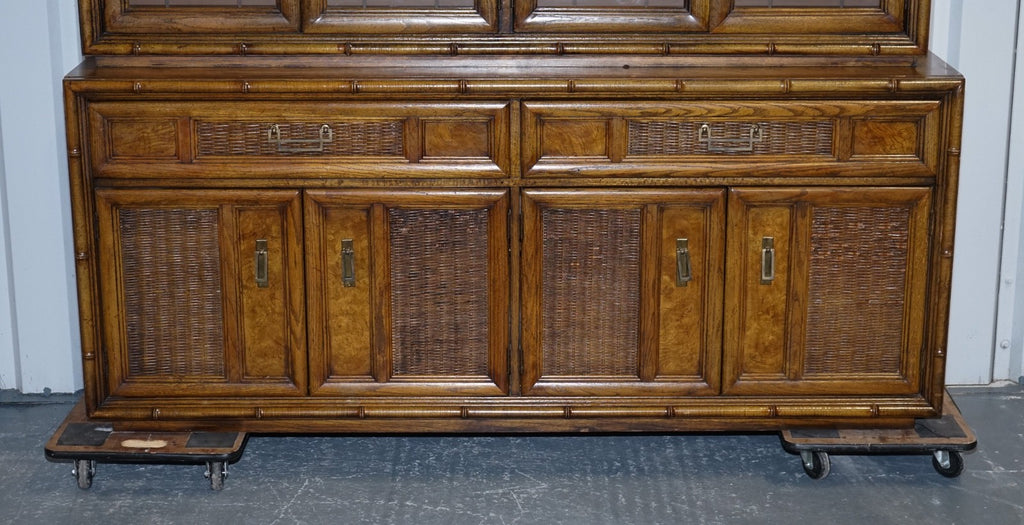 VINTAGE AMERICAN FAUX BAMBOO STYLE DISPLAY CABINET BOOKCASE BY BURLINGTON