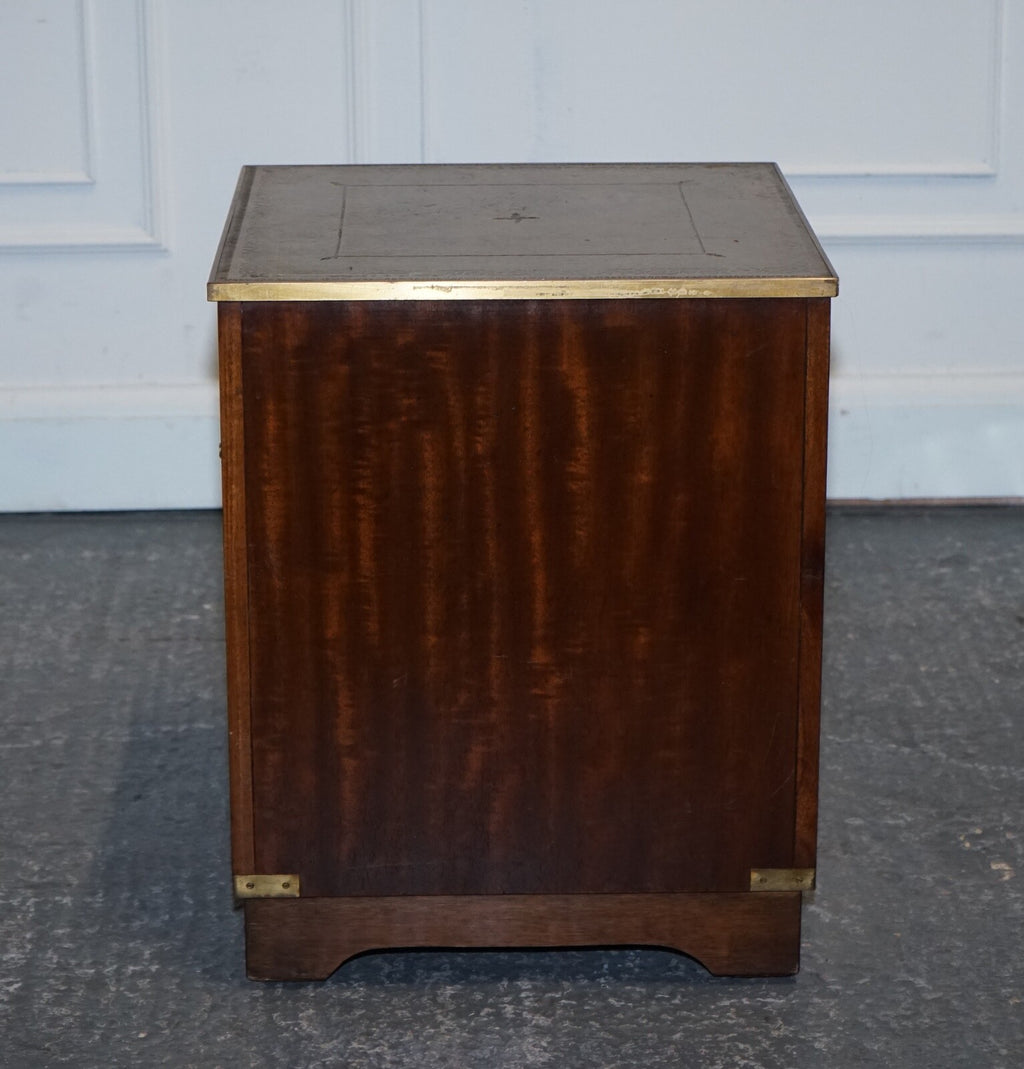 VINTAGE BEVAN FUNELL MILITARY CAMPAIGN BEDSIDE TABLE NIGHTSTAND LEATHER TOP