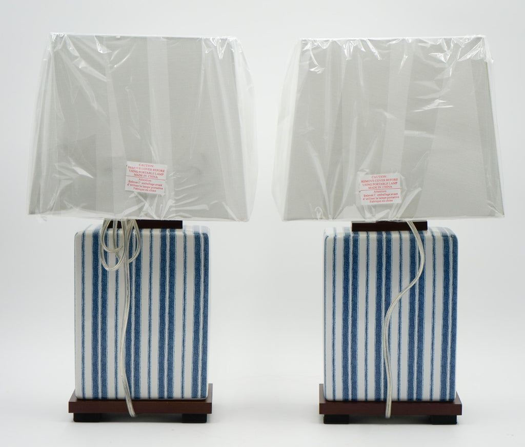 PAIR OF RALPH LAUREN EX DISPLAY BLUE CERAMIC TABLE LAMPS INCLUDING SHADES (1/1)