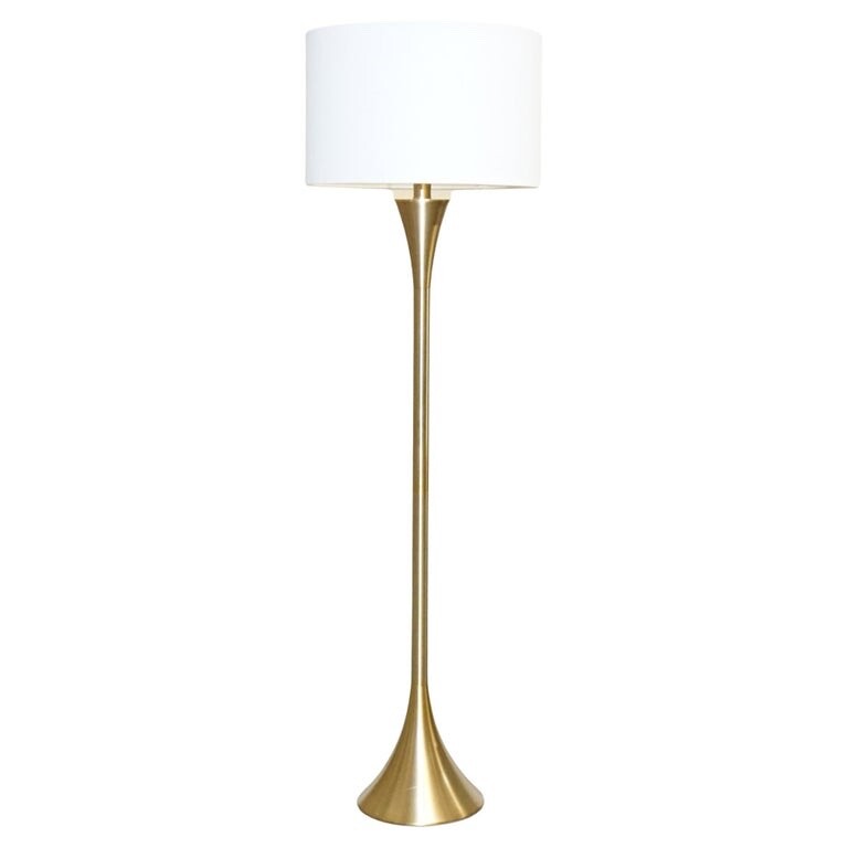 BEAUTIFUL GOLD FLOOR LAMP WITH WHITE SHADE