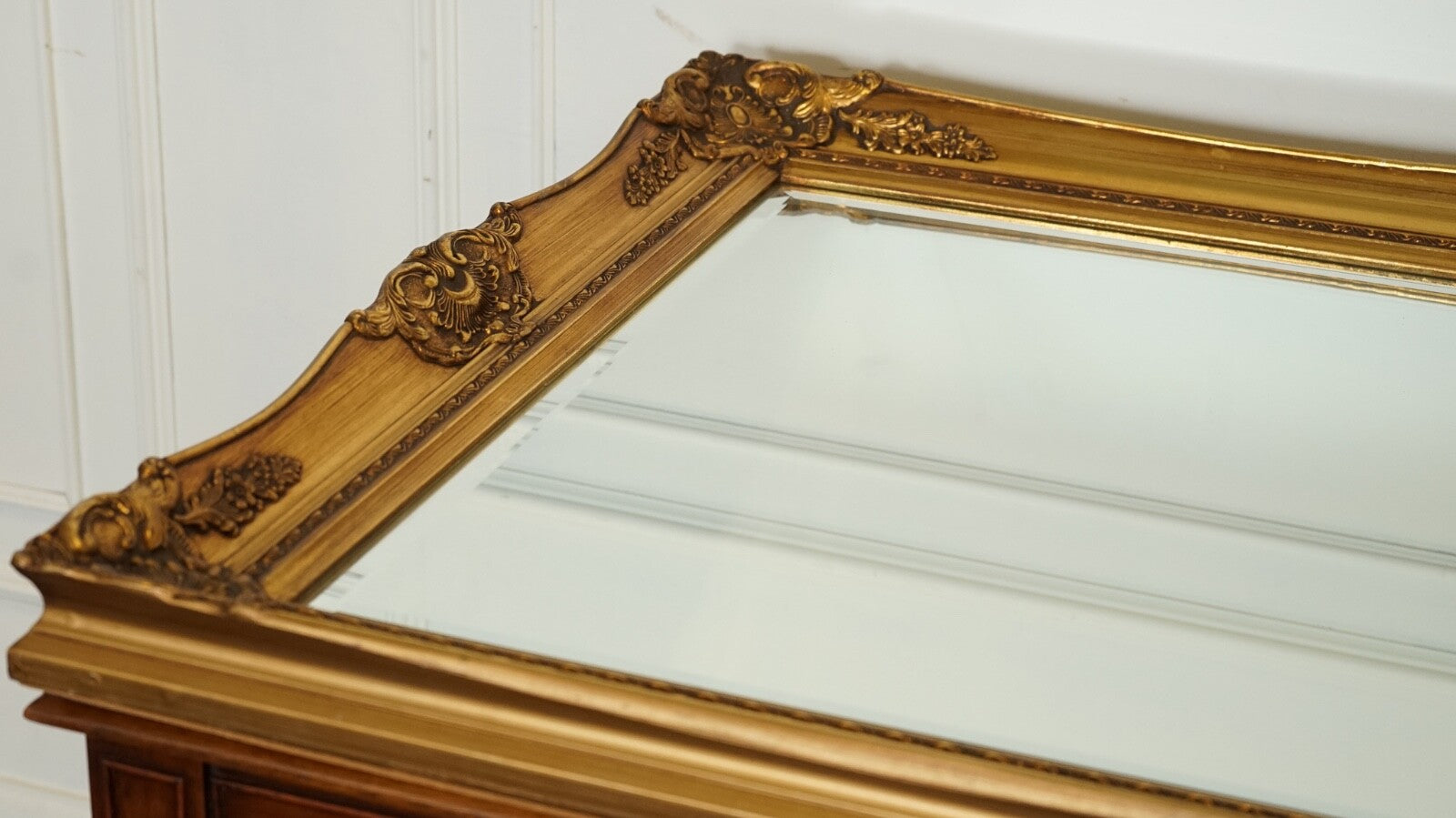 LARGE FRENCH CLASSIC GOLDEN ORNATE WALL REGAL MIRROR 138 X 77 CM