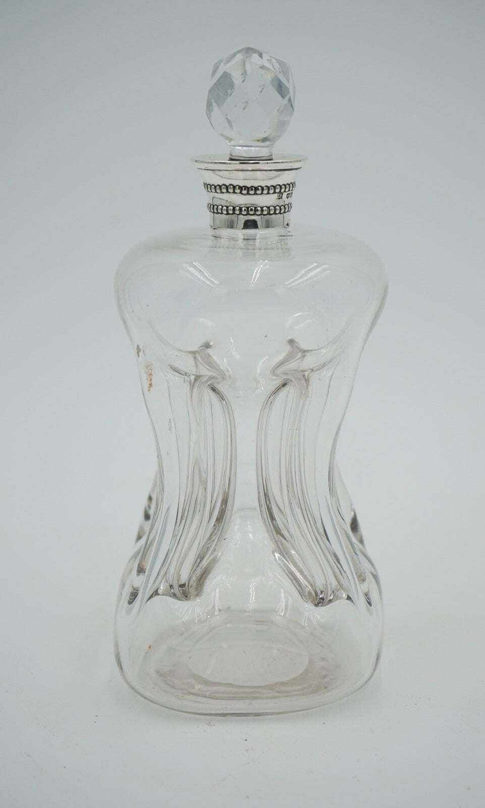 ANTIQUE 1891 WILLIAM HUTTON & SONS LONDON STERLING SILVER COLLAR PINCH DECANTER