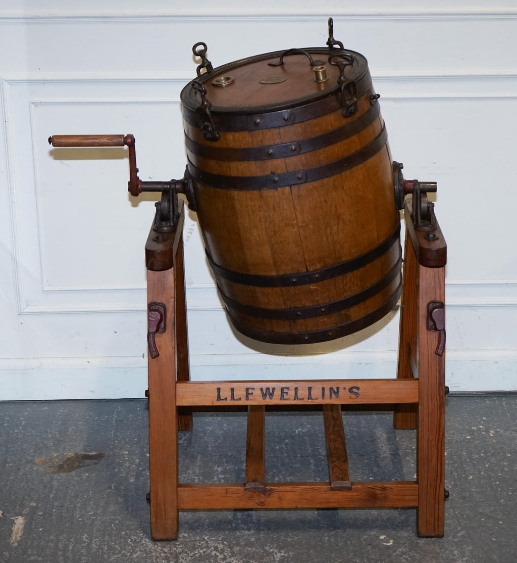 ANTIQUE VICTORIAN CIRCA 1885 ENGLISH G. LLEWELLIN & SONS BUTTER CHURN