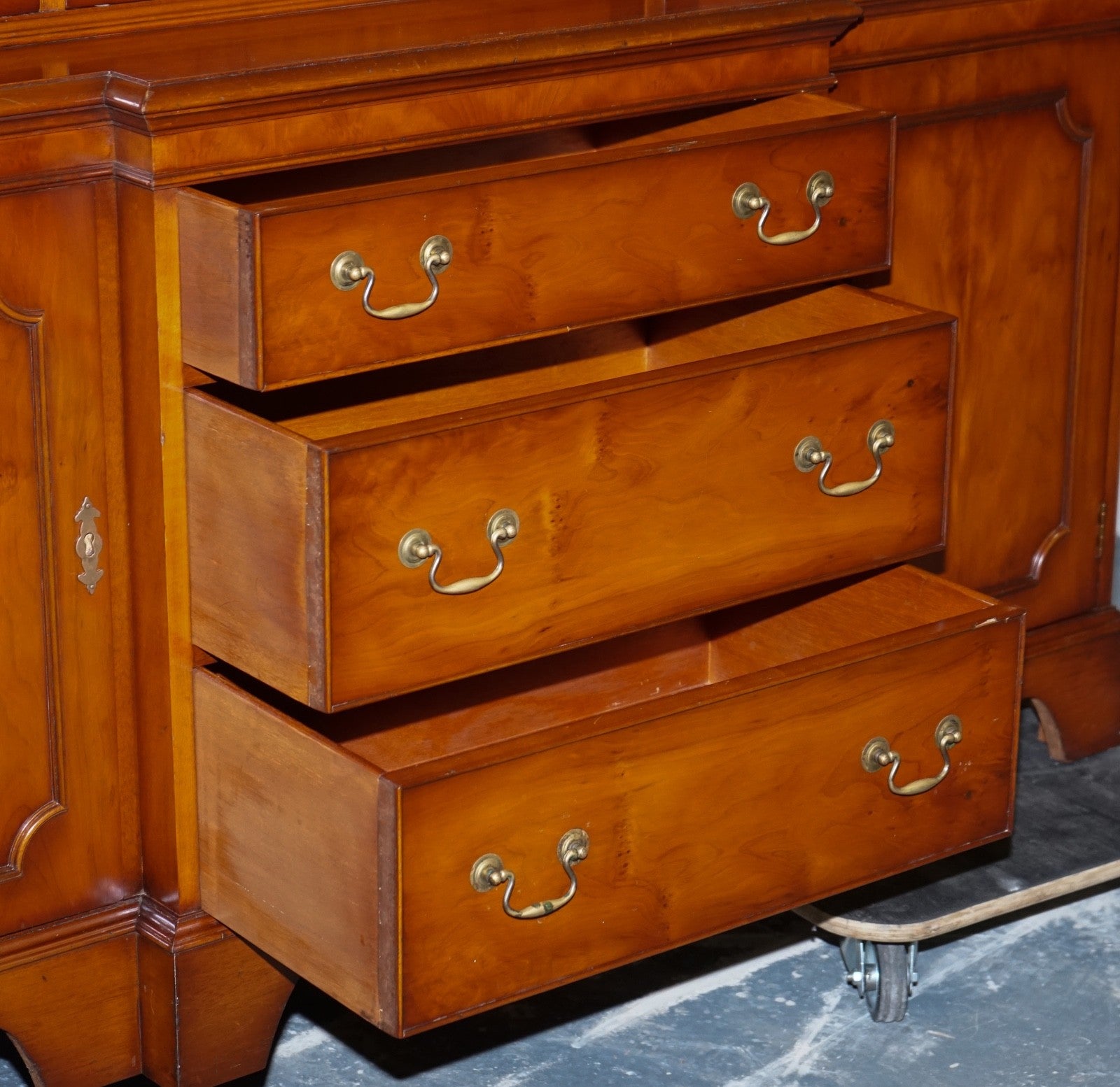 VINTAGE YEW WOOD DISPLAY CABINET MADE BY BRADLEY ENGLAND