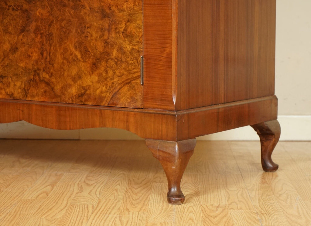 STUNNING MADE IN ENGLAND ART DECO BURR WALNUT DOUBLE WARDROBE