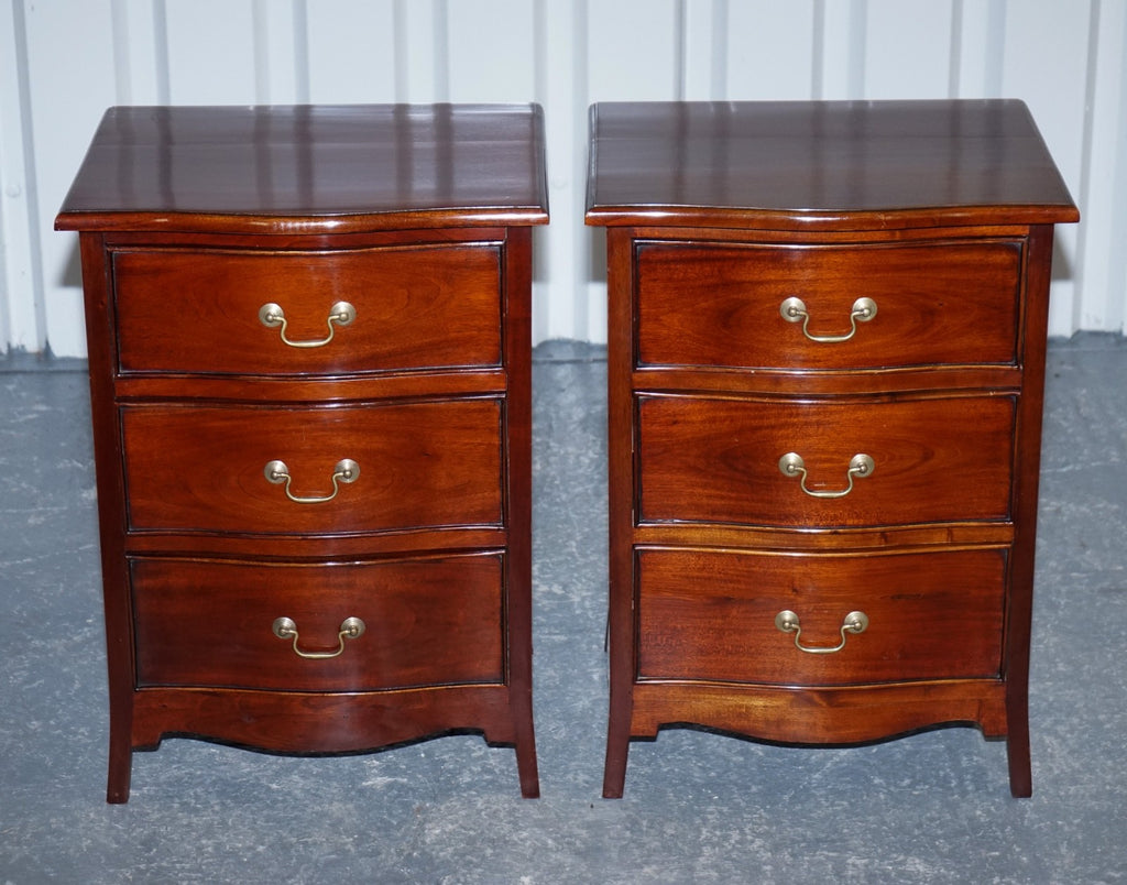 GEORGIAN REVIVAL STYLE SERPENTINE NIGHTSTANDS BEDSIDES BY BRIGHTS OF NETTLEBED
