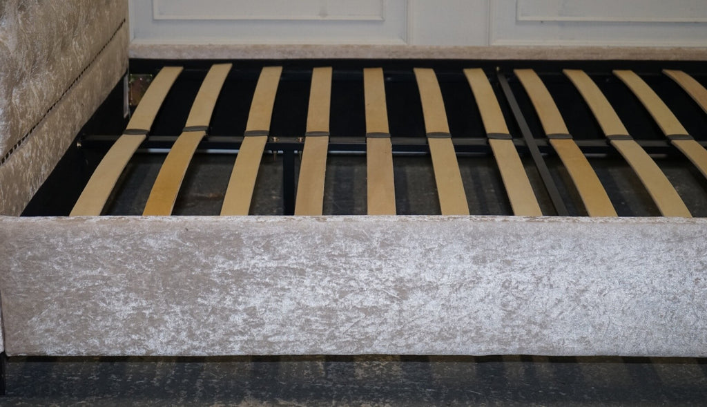 BEAUTIFUL BABY PINK VELVET DOUBLE BED FRAME