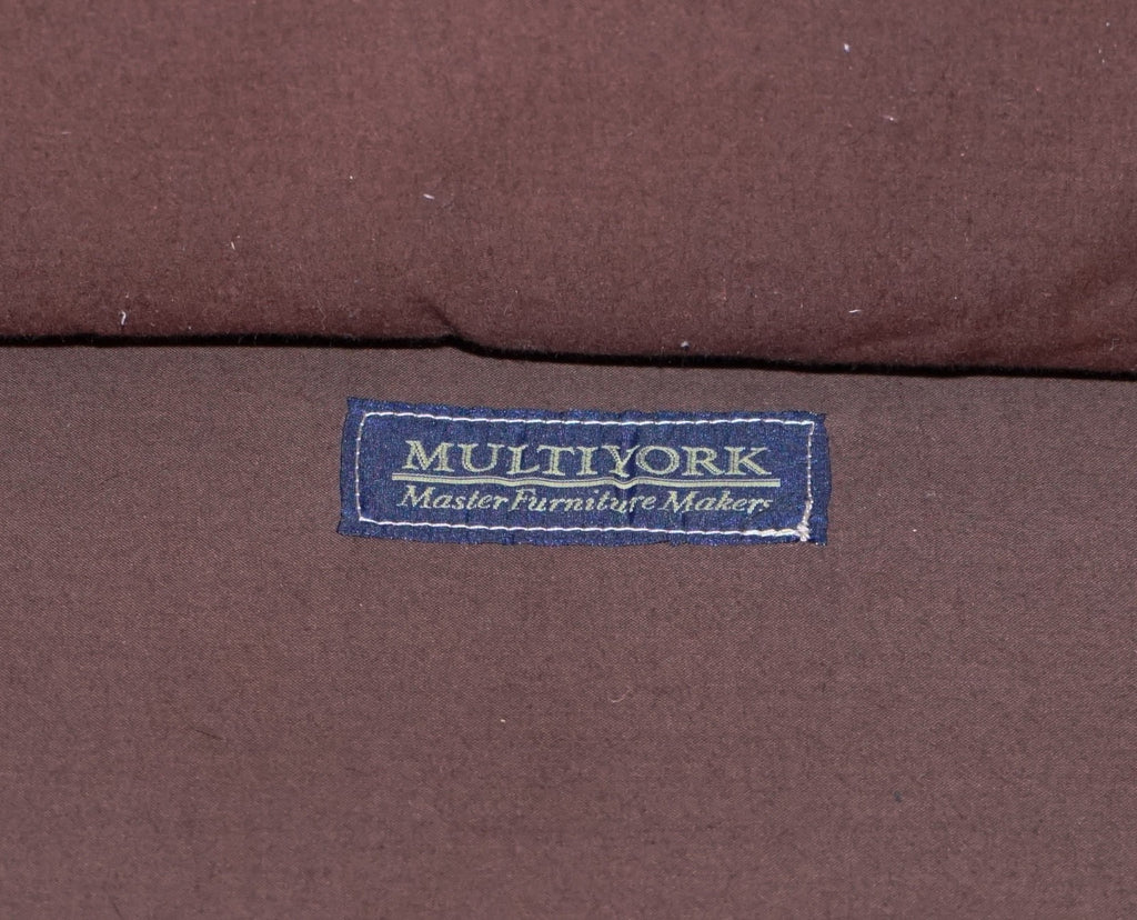 FINE LATTE BROWN LEATHER TWO SEATER SOFA MADE BY MULTIYORK ENGLAND