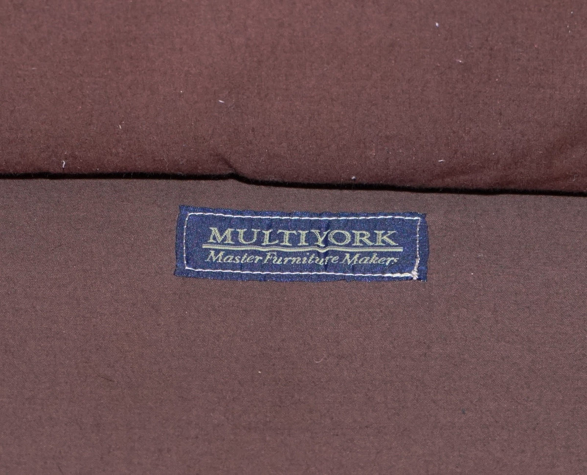 FINE LATTE BROWN LEATHER TWO SEATER SOFA MADE BY MULTIYORK ENGLAND