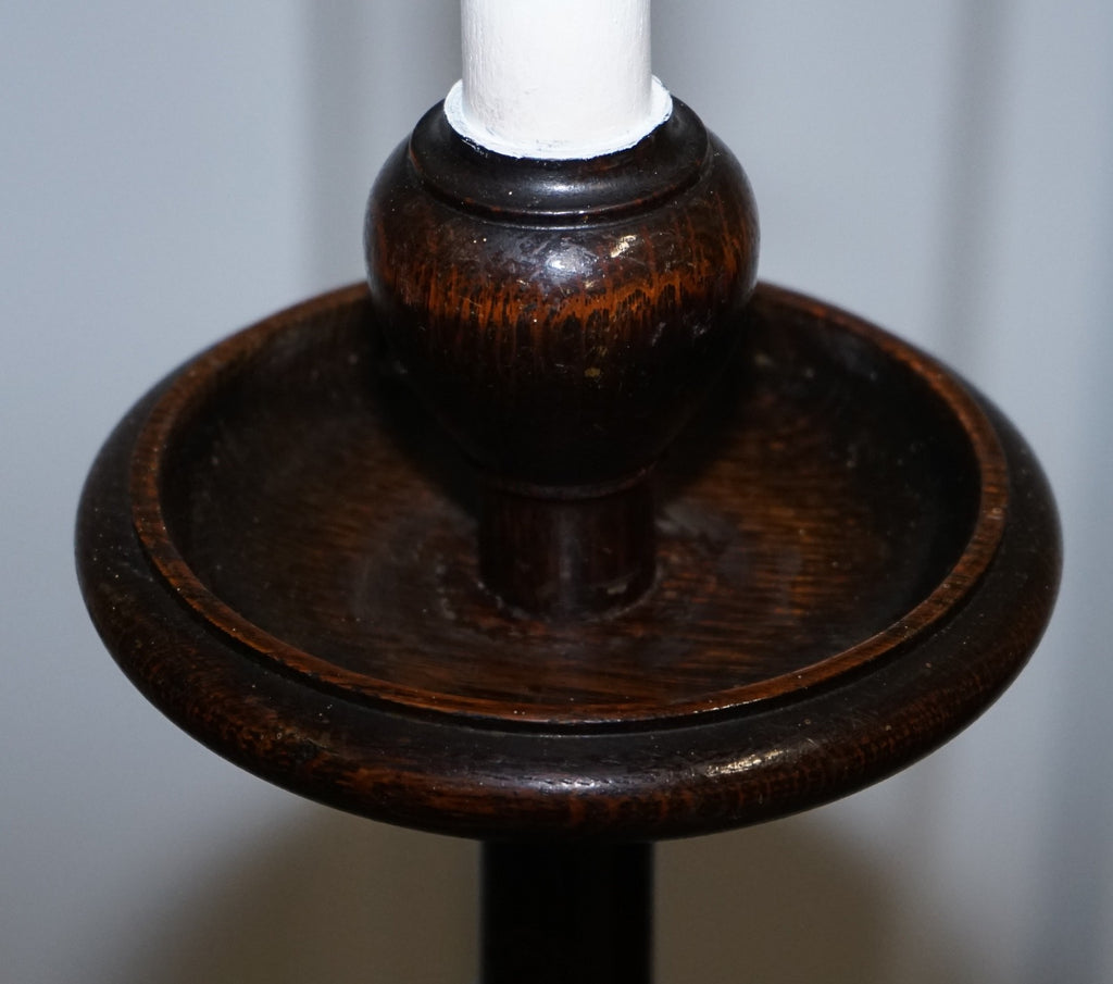 ANTIQUE SCOTTISH VICTORIAN OAK FLOOR READING LIBRARY FLOOR LAMP