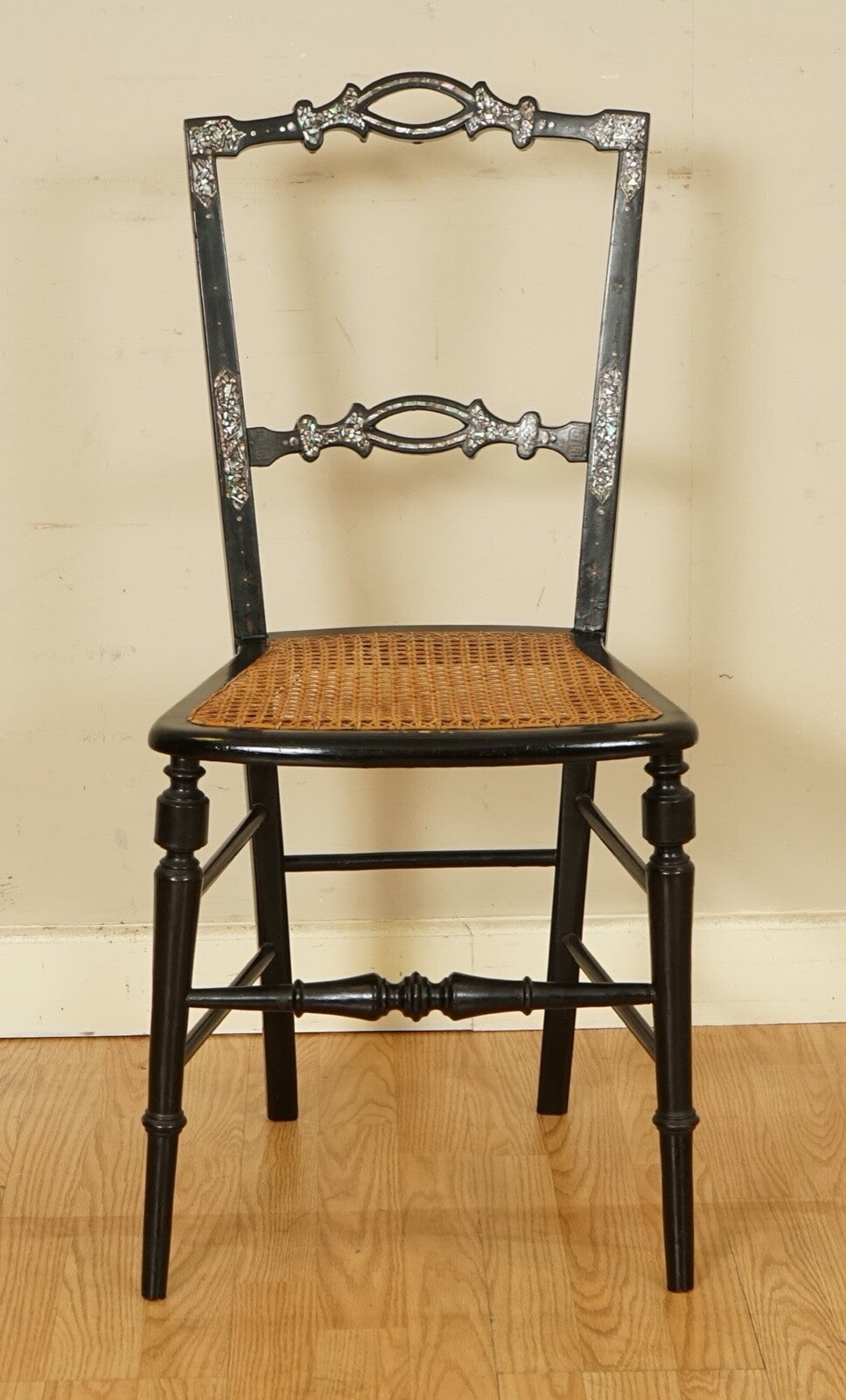 ANTIQUE CIRCA 1815 MOTHER OF PEARL INLAID EBONISED REGENCY OCCASIONAL CHAIR