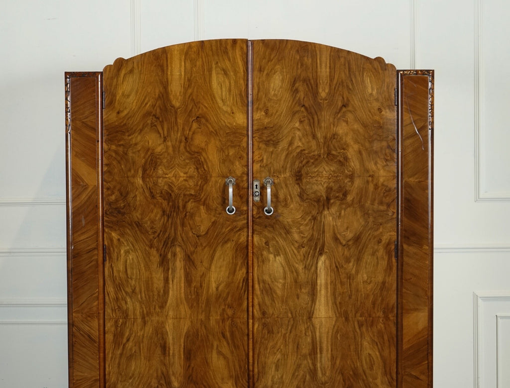 LOVELY ART DECO LARGE BURR WALNUT WARDROBE