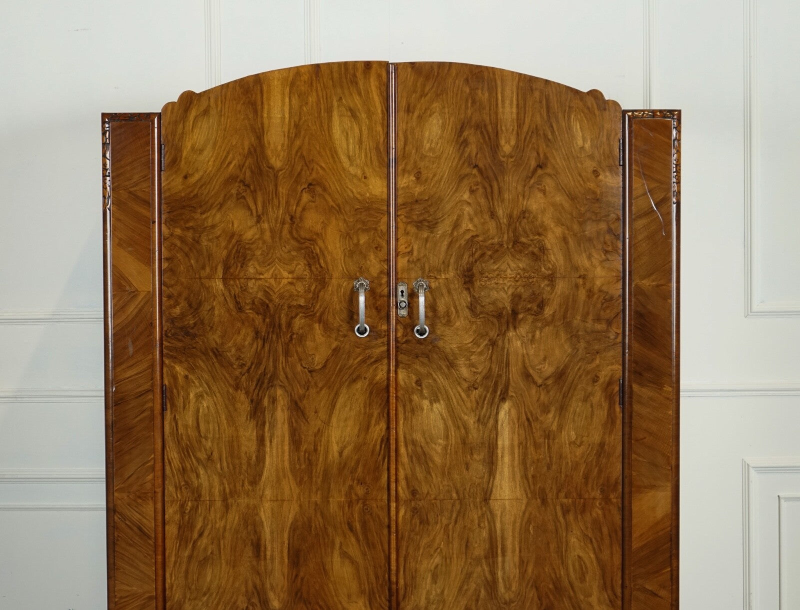 LOVELY ART DECO LARGE BURR WALNUT WARDROBE