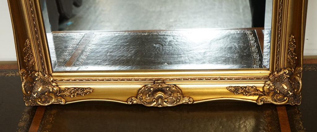 LARGE FRENCH CLASSIC GOLDEN ORNATE WALL REGAL MIRROR 138 X 77 CM