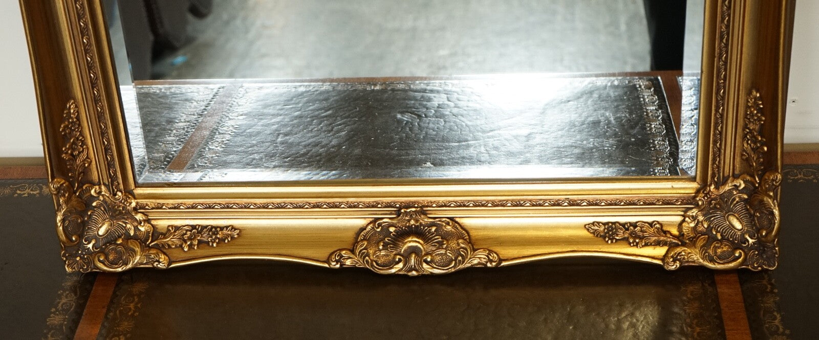 LARGE FRENCH CLASSIC GOLDEN ORNATE WALL REGAL MIRROR 138 X 77 CM