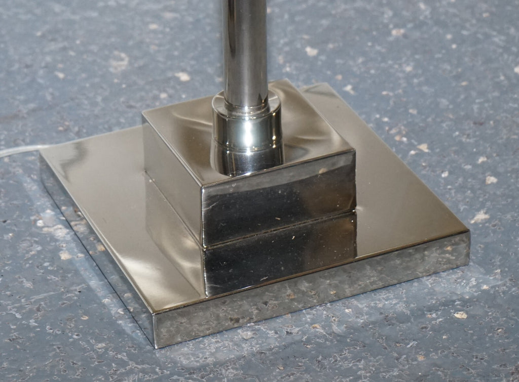 PAIR OF LOVELY FLOOR LAMPS WITH PINEAPPLE DESIGN STAINLESS STEEL BLACK SHADE