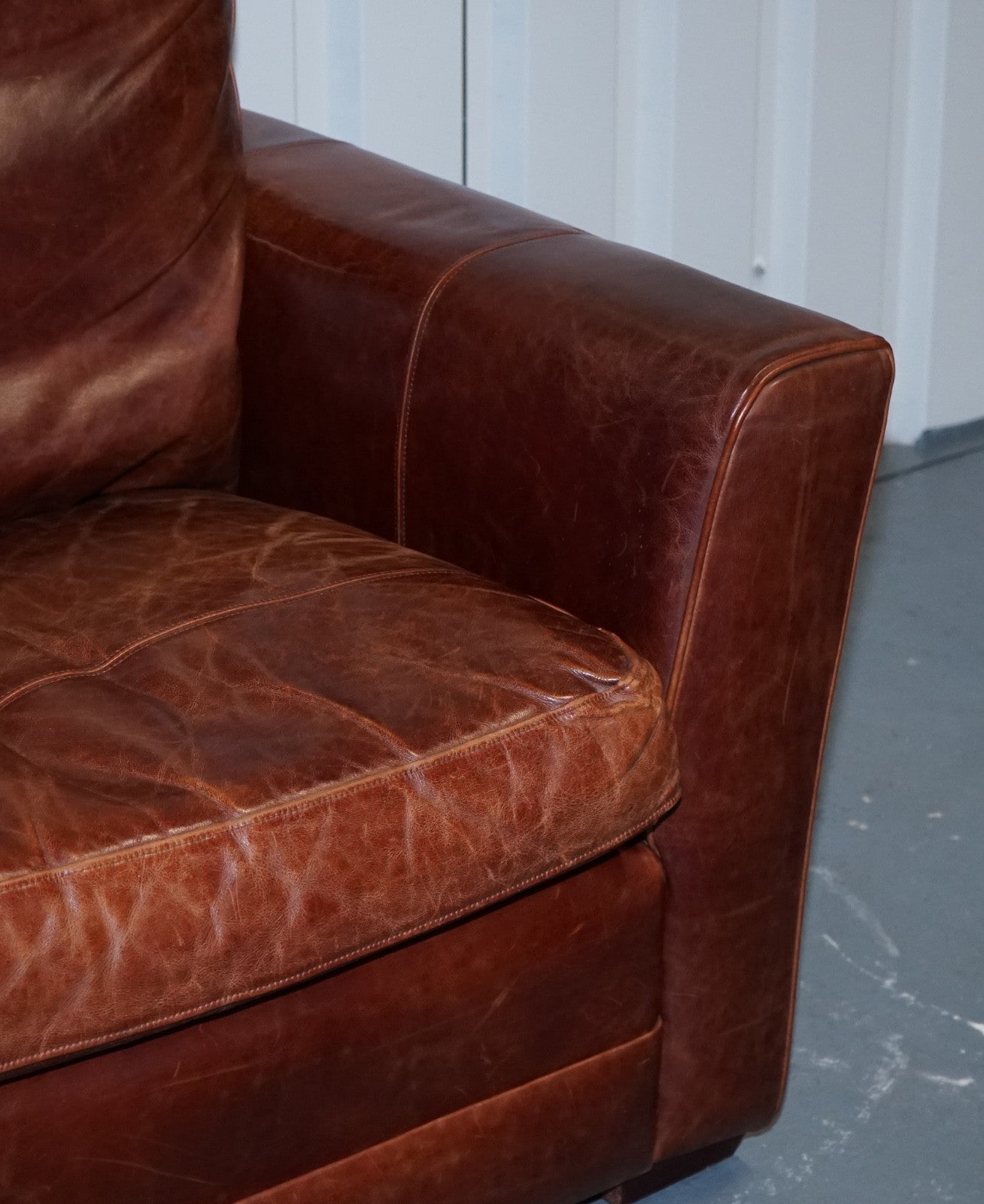 VINTAGE BROWN LEATHER TWO TO THREE SEATER SOFA