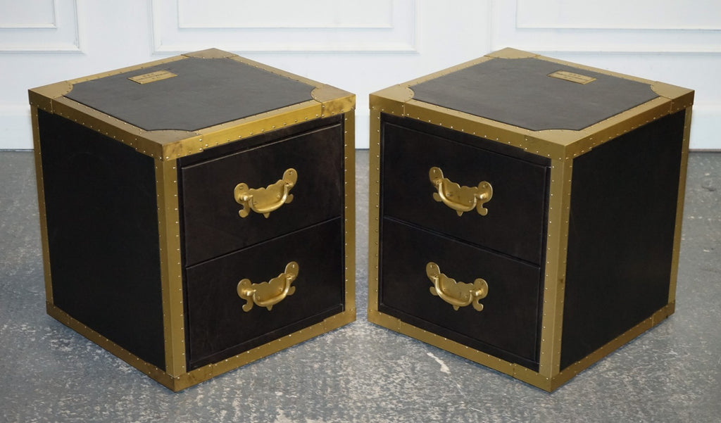 TIMOTHY OULTON CUMBERLAND COLLECTION PAIR BEDSIDE NIGHTSTANDS RED VELVET LINING