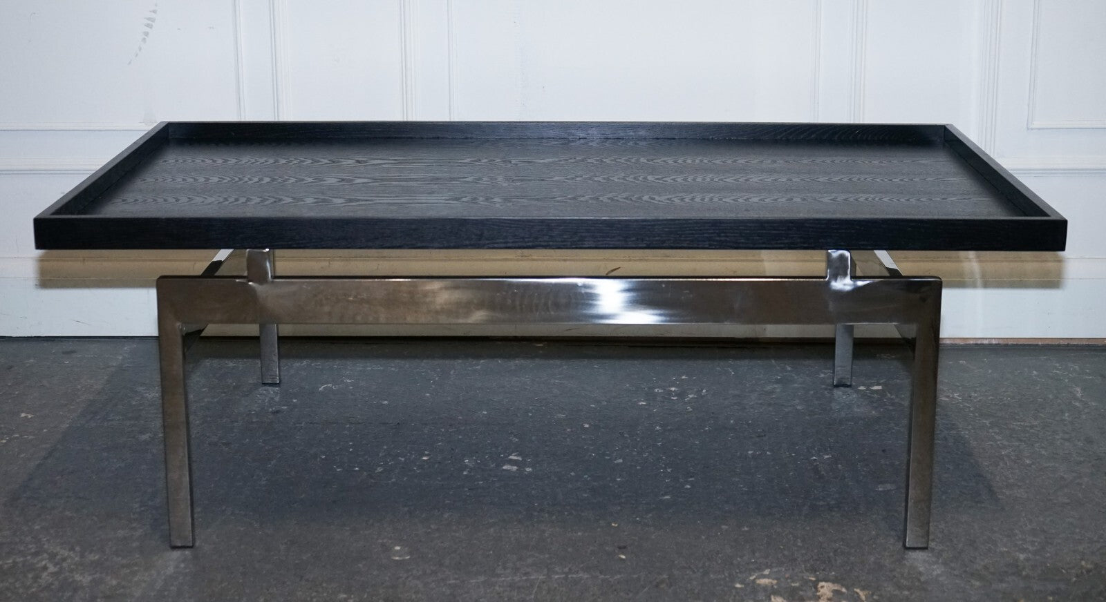 CASA PADRINO ART DECO STYLE BLACK TOP AND STAINLESS STEEL COFFEE TABLE