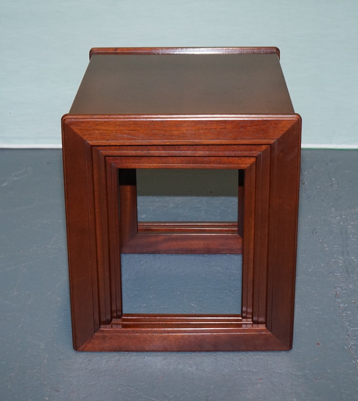 BRITISH G PLAN MID CENTURY HARDWOOD TEAK NESTING TABLES SLEEK MINIMALIST