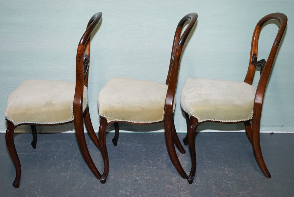 SET OF SIX CIRCA 1860 VICTORIAN BALLOON BACK DINNING CHAIRS
