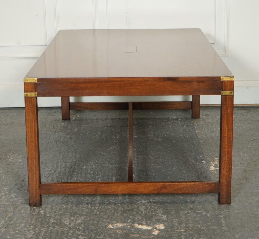STUNNING LARGE VINTAGE HARRODS LONDON KENNEDY MILITARY CAMPAIGN COFFEE TABLE