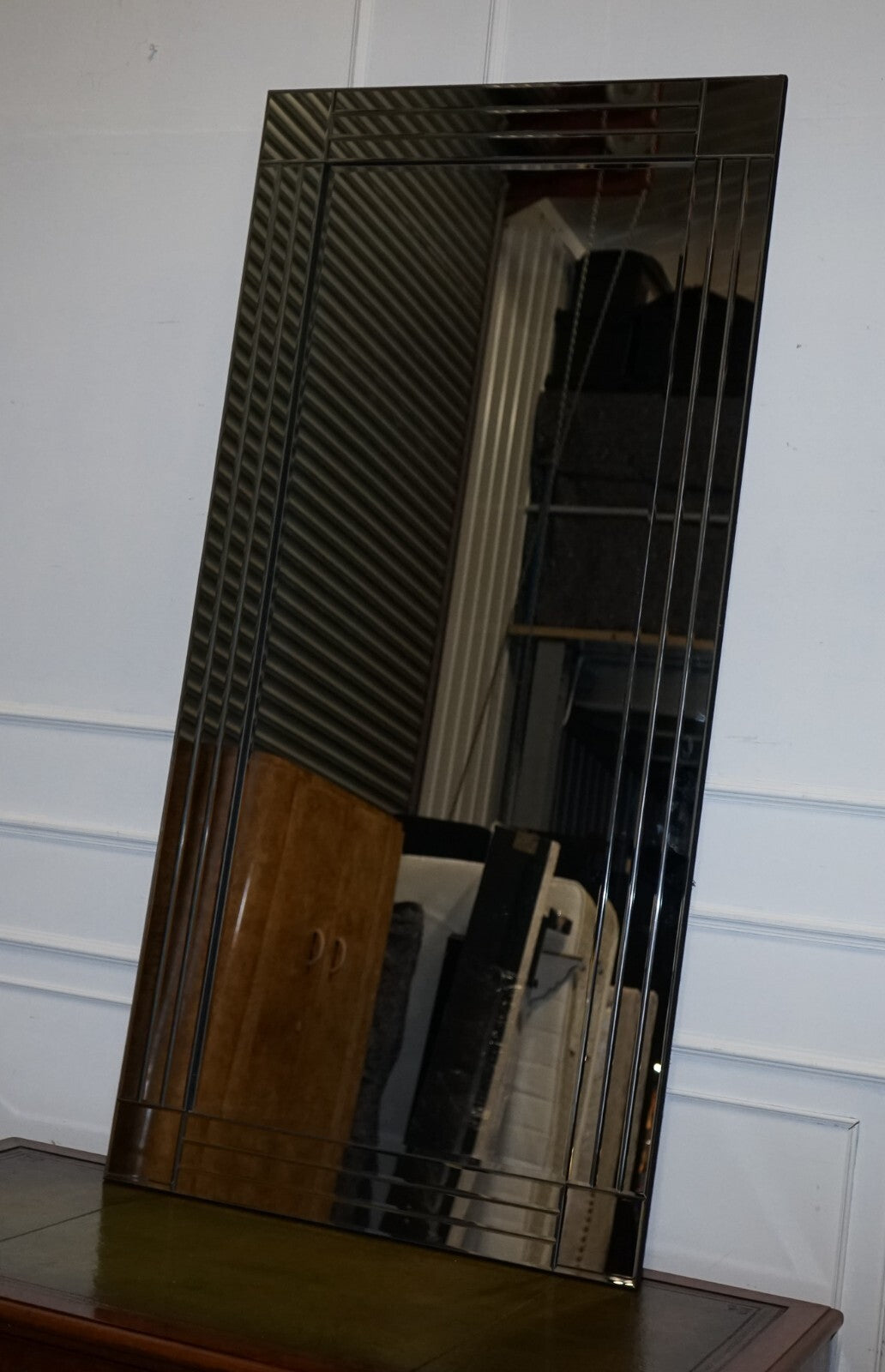 LOVELY EXTRA LARGE BEVELLED SiLVER ALL GLASS WALL MIRROR (2/2)