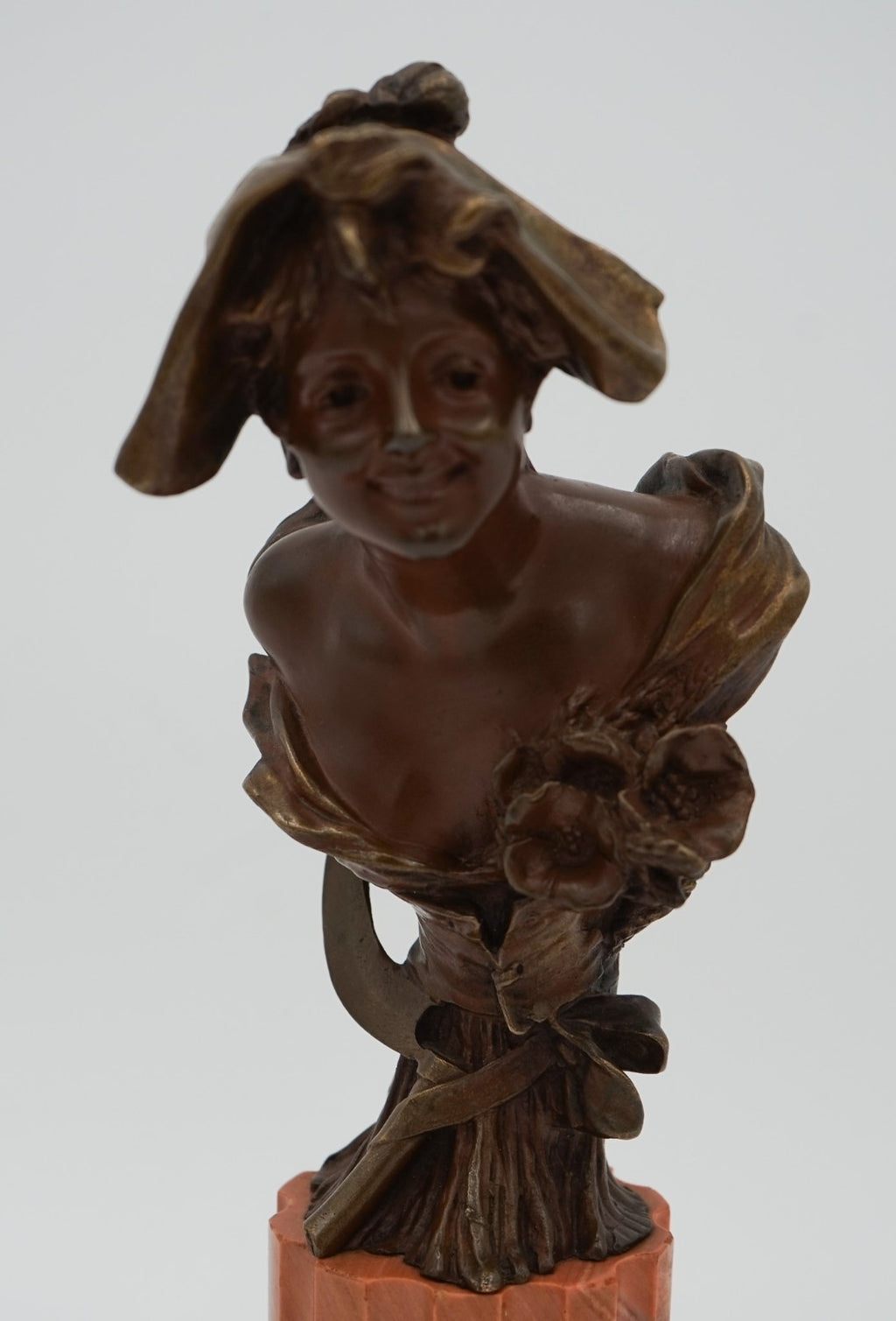 ANTIQUE 1885-1930 GEORGE VAN DER STRAETEN BRONZE BUST OF DUTCH LADY