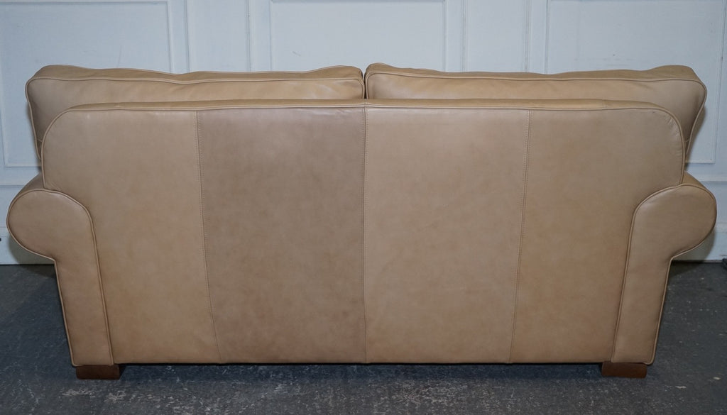 FINE LATTE BROWN LEATHER TWO SEATER SOFA MADE BY MULTIYORK ENGLAND