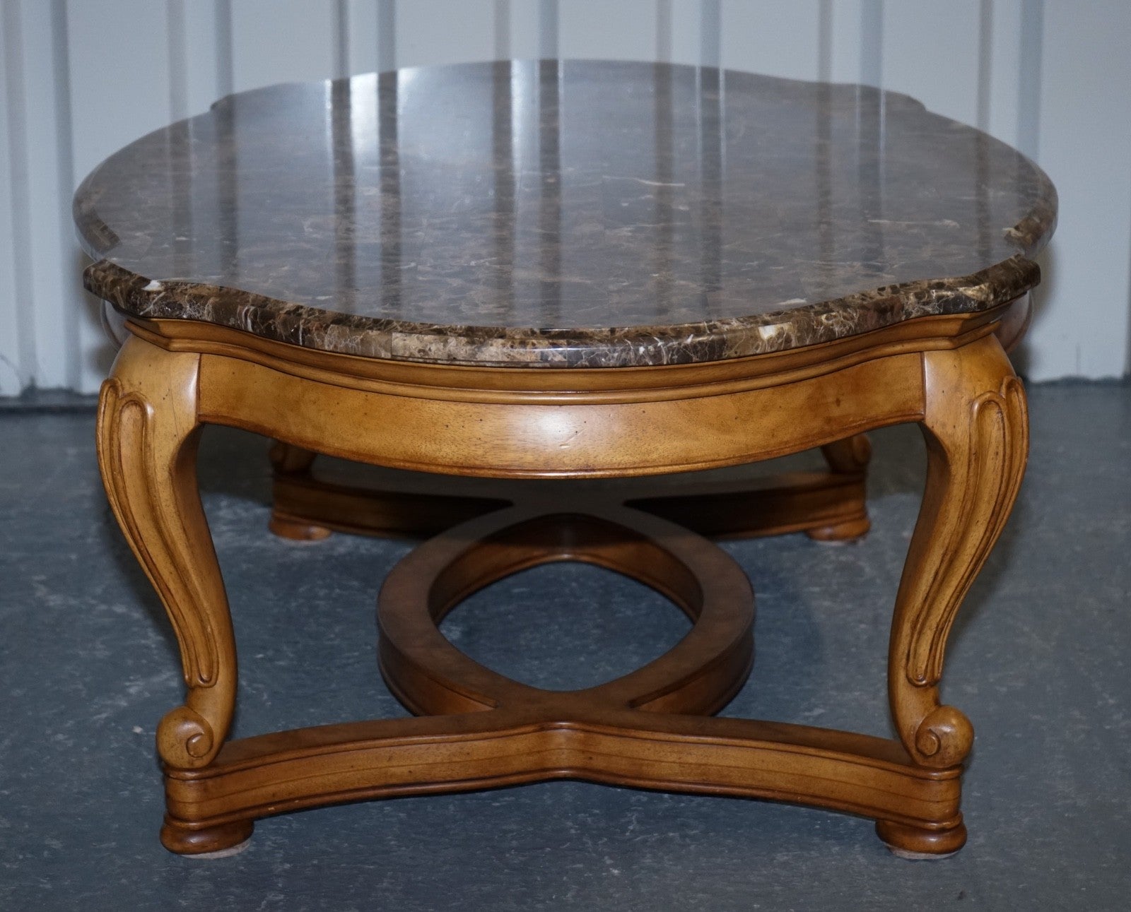 VINTAGE FRENCH STYLE COFFEE TABLE WITH FAUX MABRLE TOP