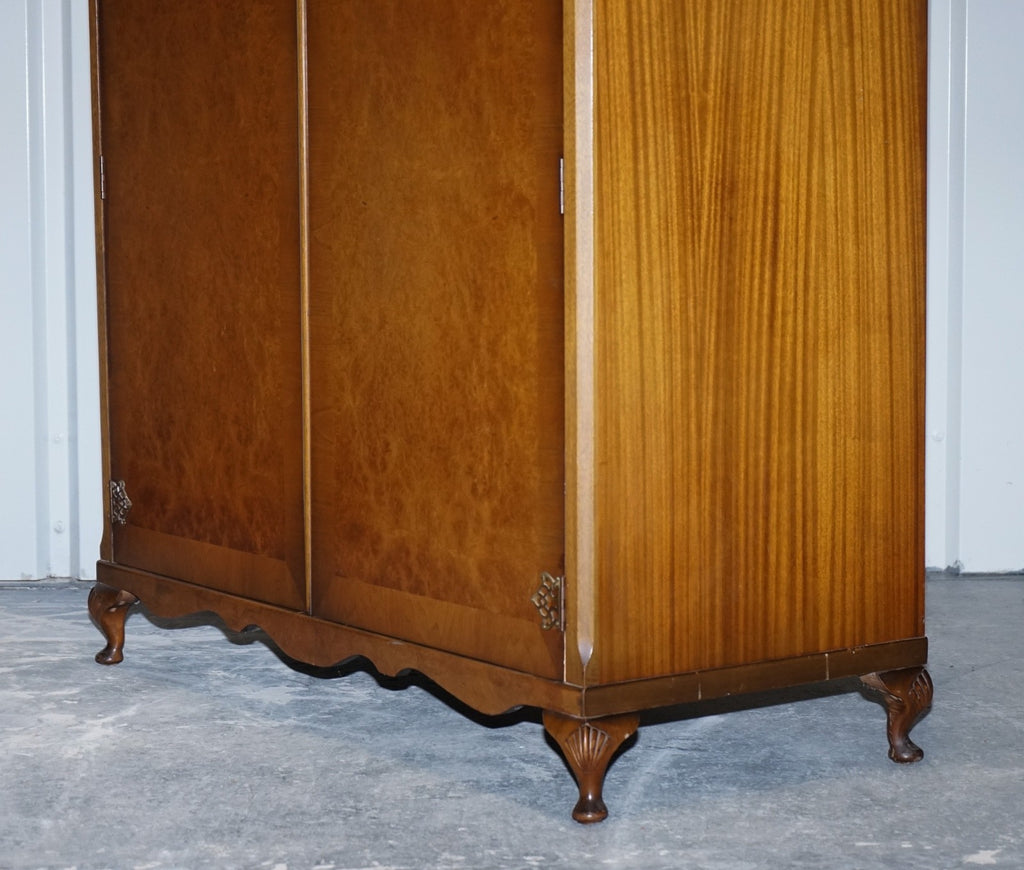 ART DECO STYLE ENGLISH WALNUT DOUBLE DOOR WARDROBE MADE BY DILLON, ENGLAND