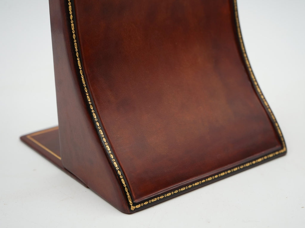 RARE PAIR OF ANTIQUE ASPREY LONDON LEATHER BOOK ENDS
