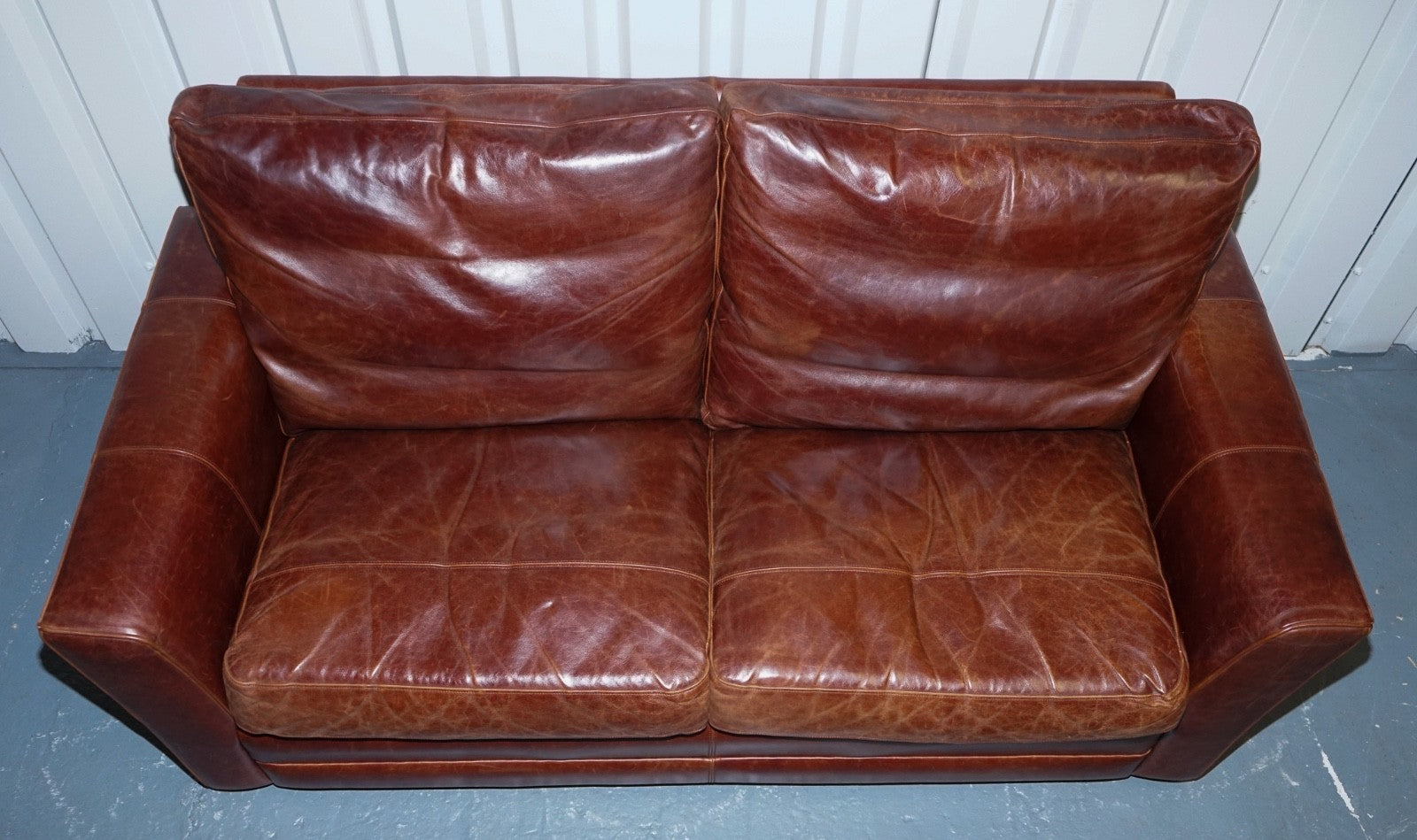 VINTAGE BROWN LEATHER TWO TO THREE SEATER SOFA