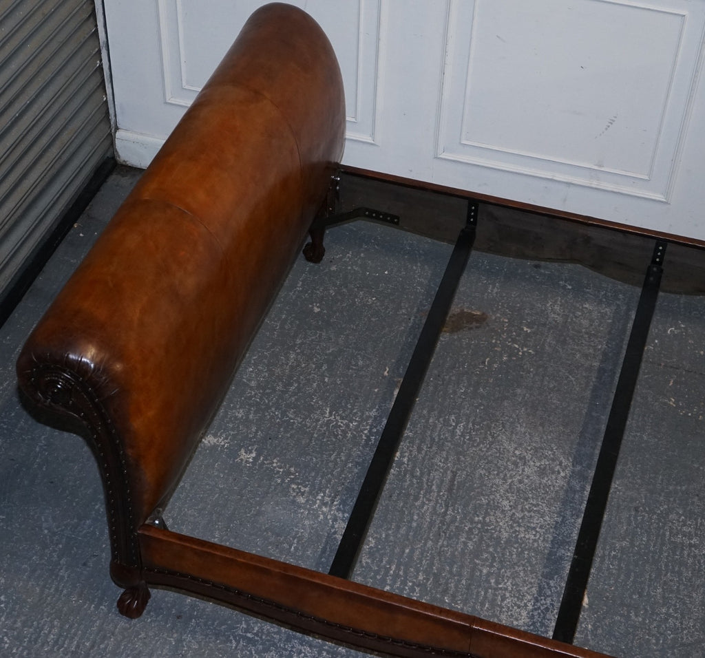 KINGSIZE HAND DYED LEATHER BONAPARTE CARVED BED AND SO TO BED RRP £14,000