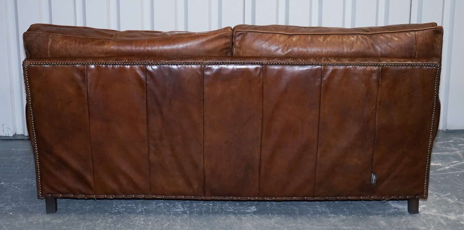 HALO TIMOTHY OULTON STYLE BALMORAL THREE SEATER BROWN HERITAGE LEATHER SOFA
