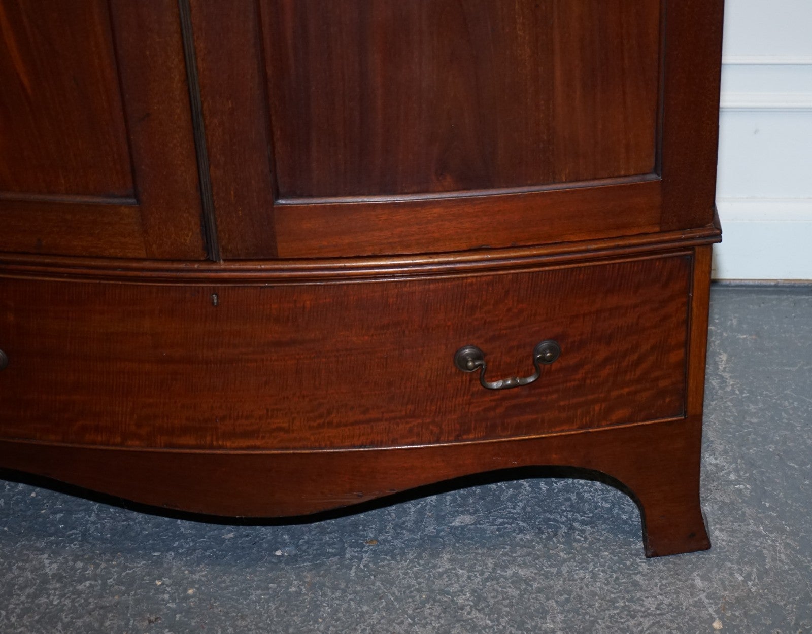 ANTIQUE ENGLISH GEORGE III LINEN PRESS CONVERTED TO WARDROBE