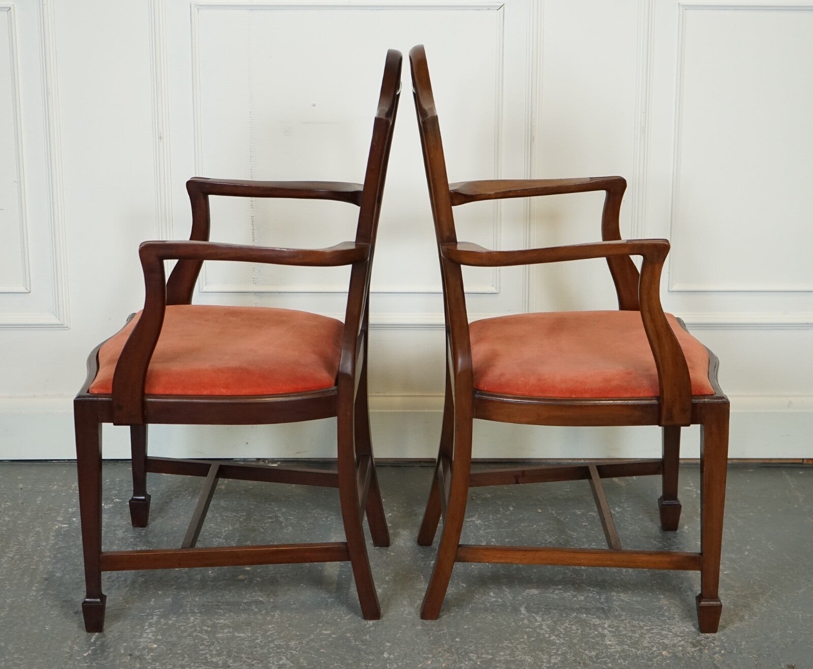 LOVELY PAIR OF VICTORIAN HEPPLEWHITE CARVER HALLWAY SIDE CHAIRS FEATHER FILLED